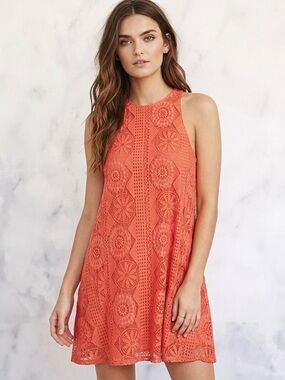 Show Me Your Mumu Ritzy Lace Dress Coral Halter Mini Size M